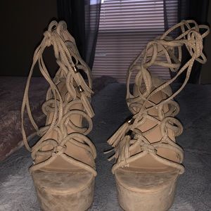 Tan suede wedges